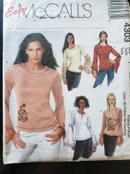 4303 MCCALLS STRETCH KNIT VARIETY LONG SLEEVE TOPS PATTERN XS-MED 4-14 UNCUT